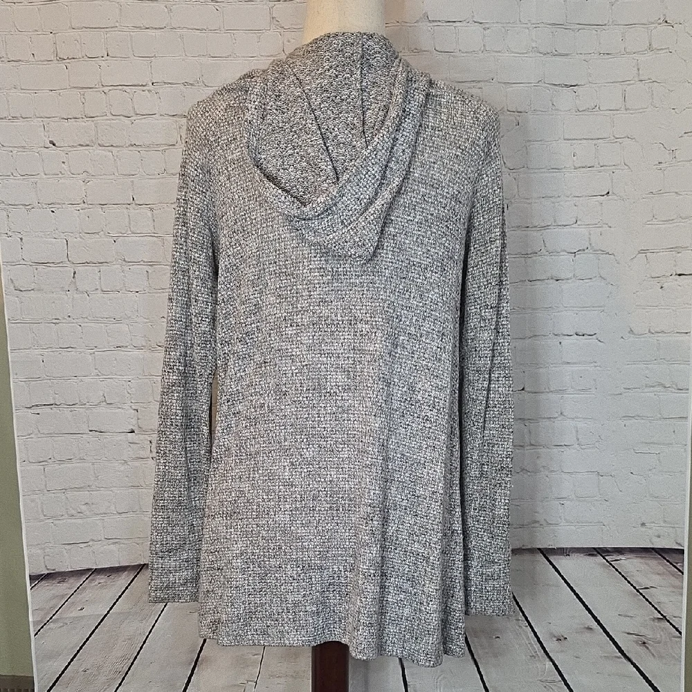 American‎ Eagle Gray Hooded Open Front Knit Cardigan Sweater Size L